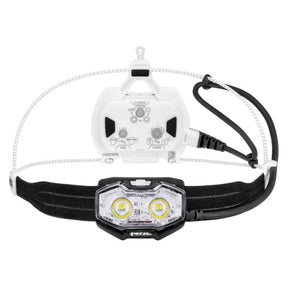 Petzl NAO LT torcia frontale ricaricabile da 600 lumen, fascia ergonomica, luce posteriore rossa e pacco batteria posteriore USB, progettata per trail running, alpinismo e ultra-running.