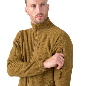 Helikon-Tex Alpha Tactical Jacket giacca tattica in pile leggero Grid Fleece con collo alto, zip intera YKK, tasche pettorali e pannelli a strappo sulle maniche per outdoor e softair