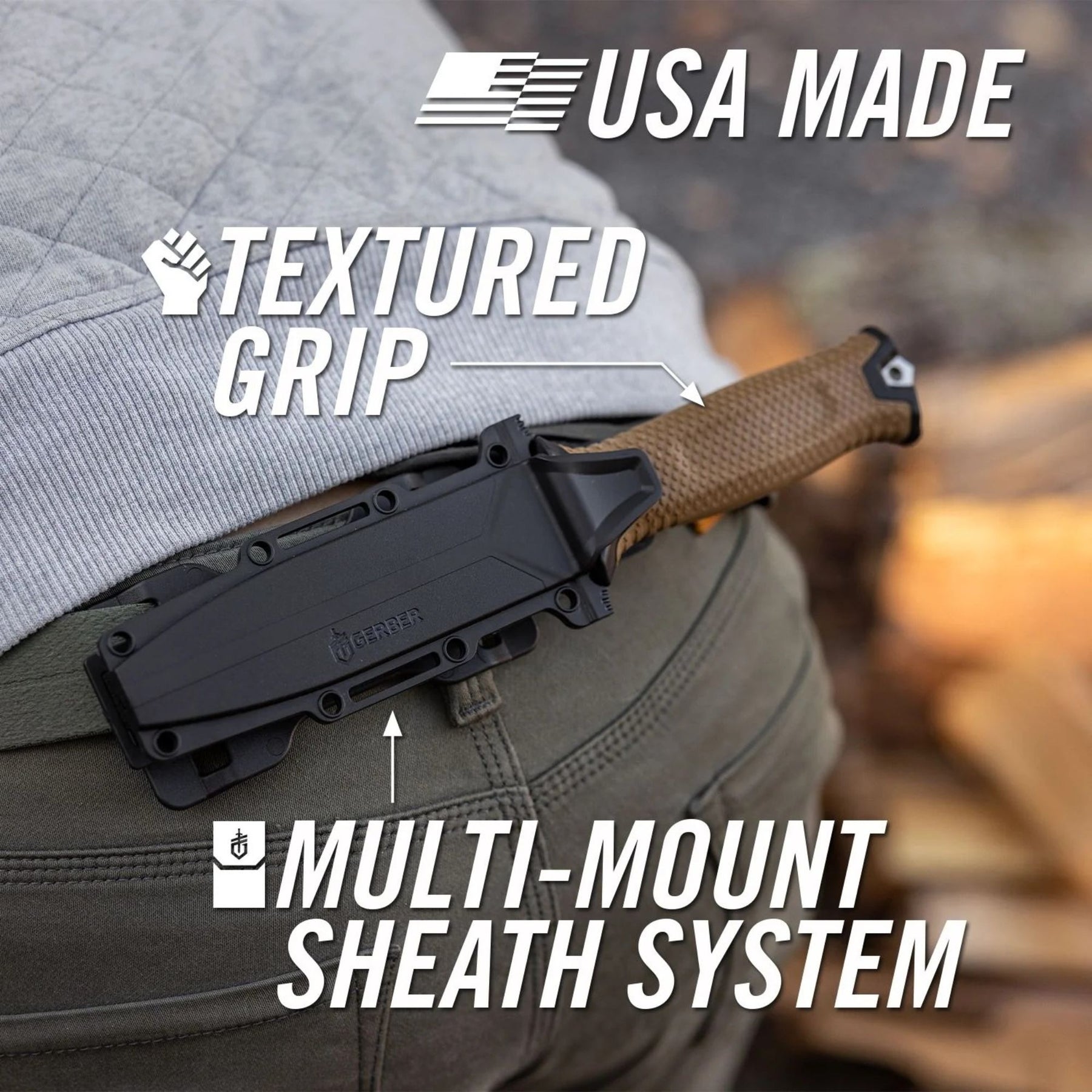 Gerber Strongarm MagnaCut coltello a lama fissa full tang in acciaio CPM MagnaCut con lama drop point e impugnatura testurizzata a diamante per sopravvivenza bushcraft e uso tattico outdoor