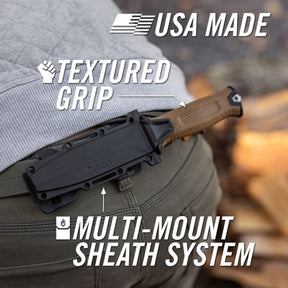 Gerber Strongarm MagnaCut coltello a lama fissa full tang in acciaio CPM MagnaCut con lama drop point e impugnatura testurizzata a diamante per sopravvivenza bushcraft e uso tattico outdoor