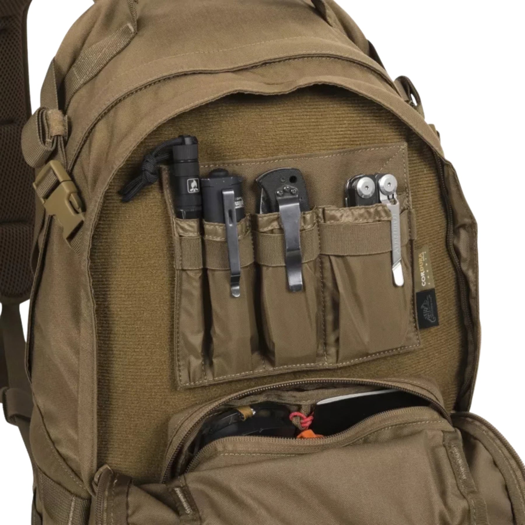 Helikon-Tex EDC Backpack zaino compatto da 24 litri in Cordura con passanti MOLLE PALS, cordino elastico frontale e pannello a strappo, ideale per porto quotidiano, escursionismo e outdoor.