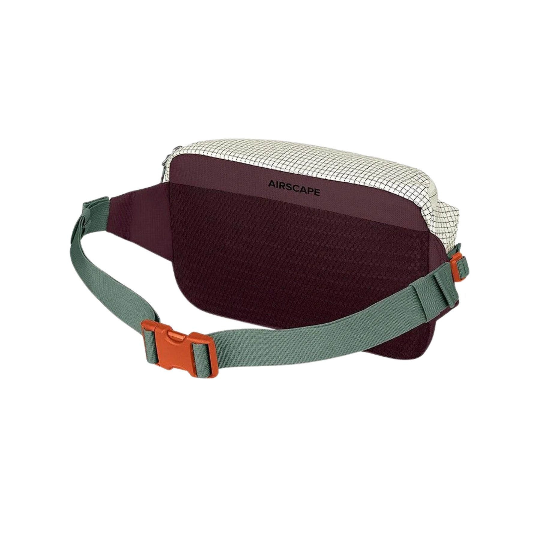Osprey Transporter Waist Pack marsupio da 3 litri realizzato in tessuto tecnico con trama a griglia e logo frontale, dotato di tasca esterna con zip, cinghie di compressione laterali e cintura regolabile con fibbia a scatto per escursionismo e tempo libero.