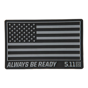 5.11 USA Flag Patch in PVC, toppa rettangolare con bandiera americana in rilievo, scritta Always Be Ready e logo 5.11, toppa tattica