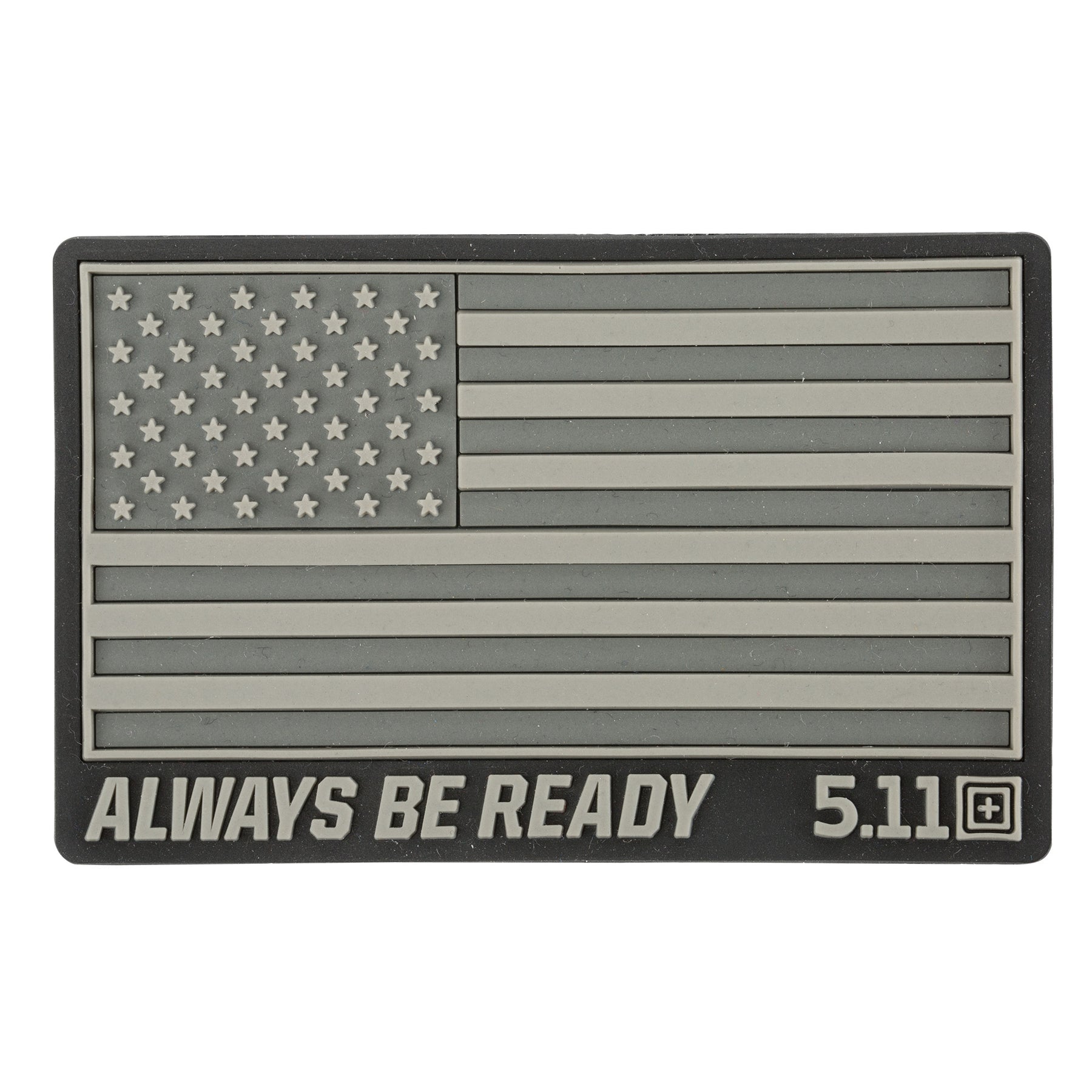 5.11 USA Flag Patch in PVC, toppa rettangolare con bandiera americana in rilievo, scritta Always Be Ready e logo 5.11, toppa tattica