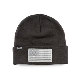 5.11 Cuffed Flag Bearer Beanie, berretto invernale lavorato a maglia con risvolto, patch con bandiera americana tono su tono cucita sul davanti