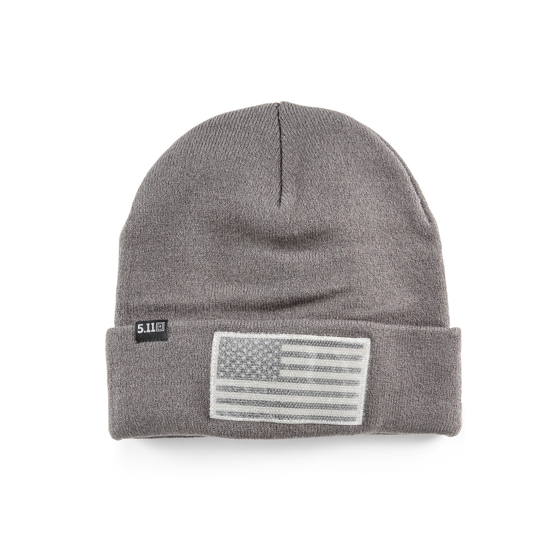 5.11 Cuffed Flag Bearer Beanie, berretto invernale lavorato a maglia con risvolto, patch con bandiera americana tono su tono cucita sul davanti