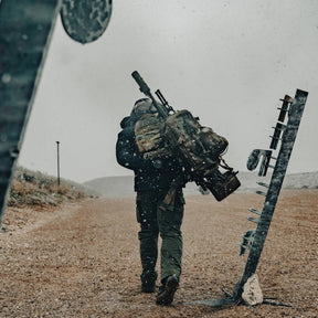 Eberlestock Mission EMOD Frame frame per sistema modulare tattico ad alta resistenza dotato di cinghie di compressione con fibbie e pannello posteriore interamente rivestito di passanti con sistema MOLLE PALS per aggancio accessori outdoor e bushcraft.
