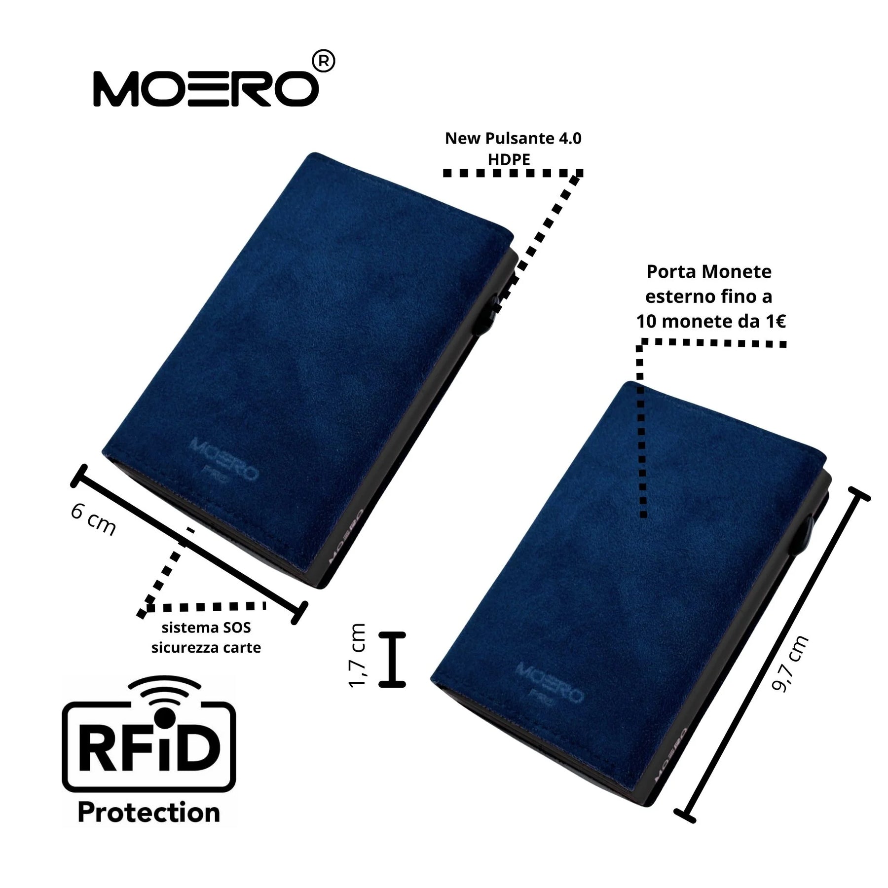 MOERO | PRO ZIP ALCANTARA BLUE - OIL GREEN - Portafoglio