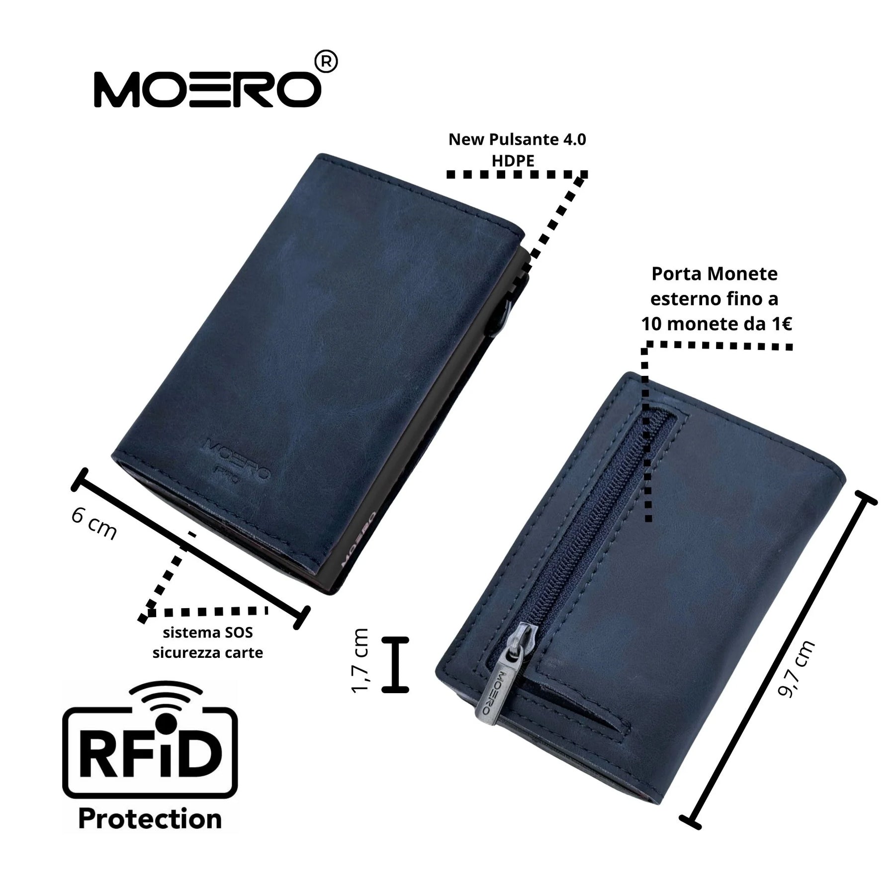 MOERO | PRO ZIP VINTAGE BLUE - BLUE MIDNIGHT - Portafoglio