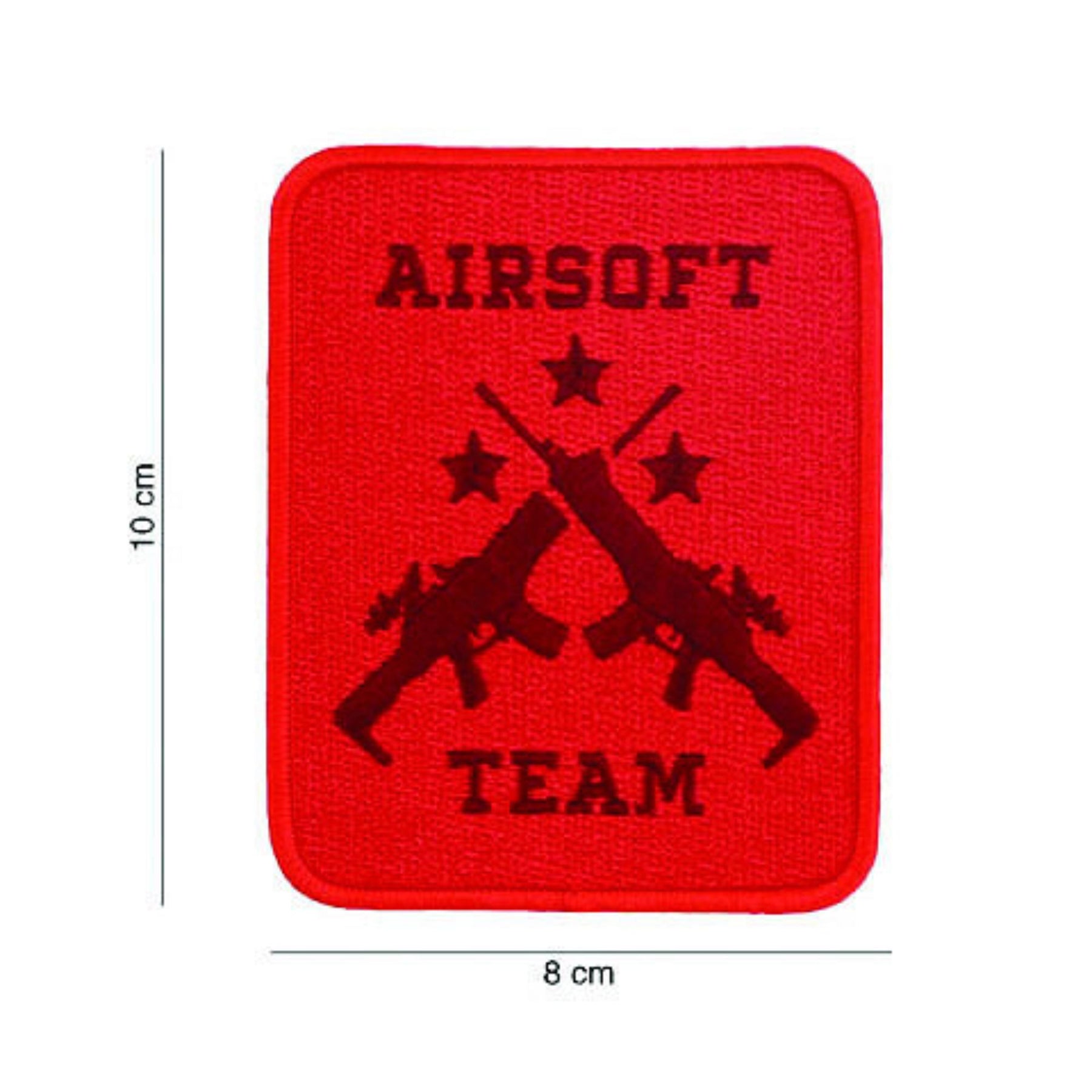 101 INC Airsoft Team Patch tattica disponibile in versione PVC  con retro in velcro o ricamata termoadesiva  caratterizzata da design con due fucili incrociati tre stelle e scritte Airsoft Team in rilievo ideale per softair e personalizzazione di zaini o abbigliamento.