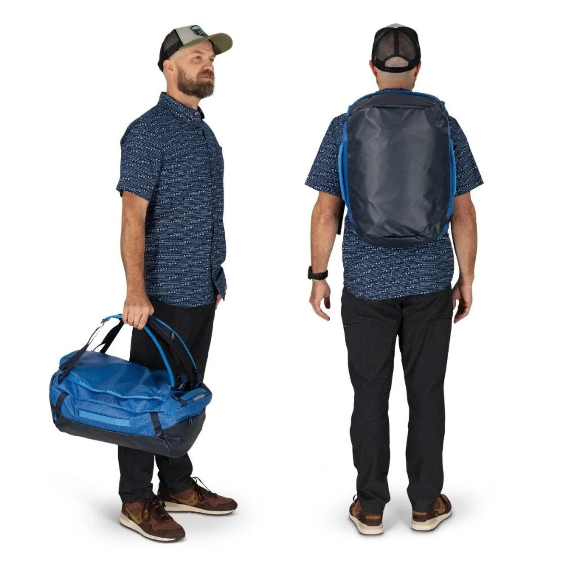 Osprey Transporter Duffel 30 borsone da 30 litri con spallacci per trasporto a zaino tessuto tecnico maniglie di trasporto rinforzate e ampia apertura superiore per viaggi e outdoor