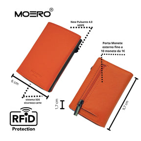 MOERO | PRO ZIP SAFFIANO ORANGE - Portafoglio