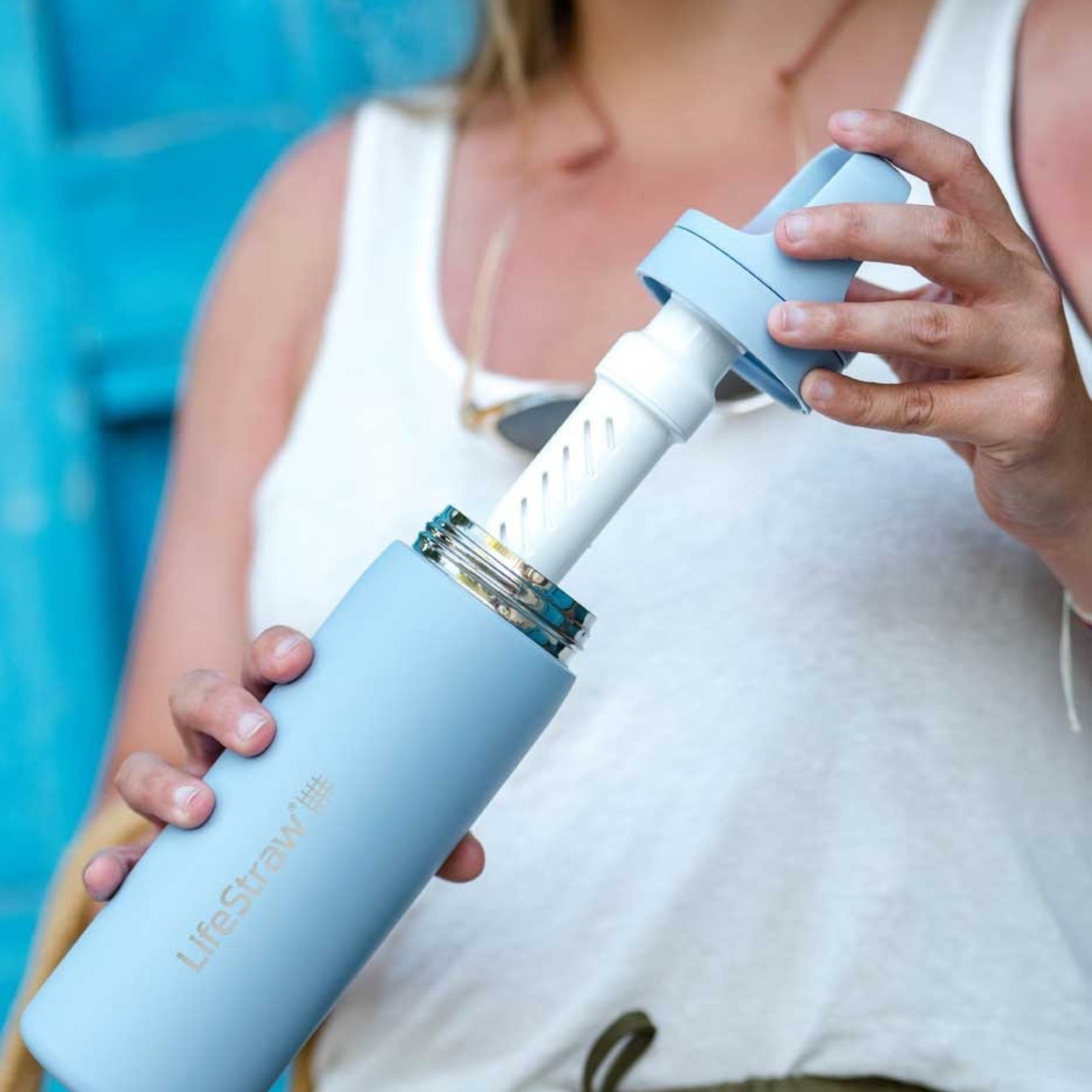 LIFESTRAW | GO SERIES STAINLESS STEEL - Borraccia filtrante isolata - BackPacco - BP-LIFESTRAW-LGV418IBWW