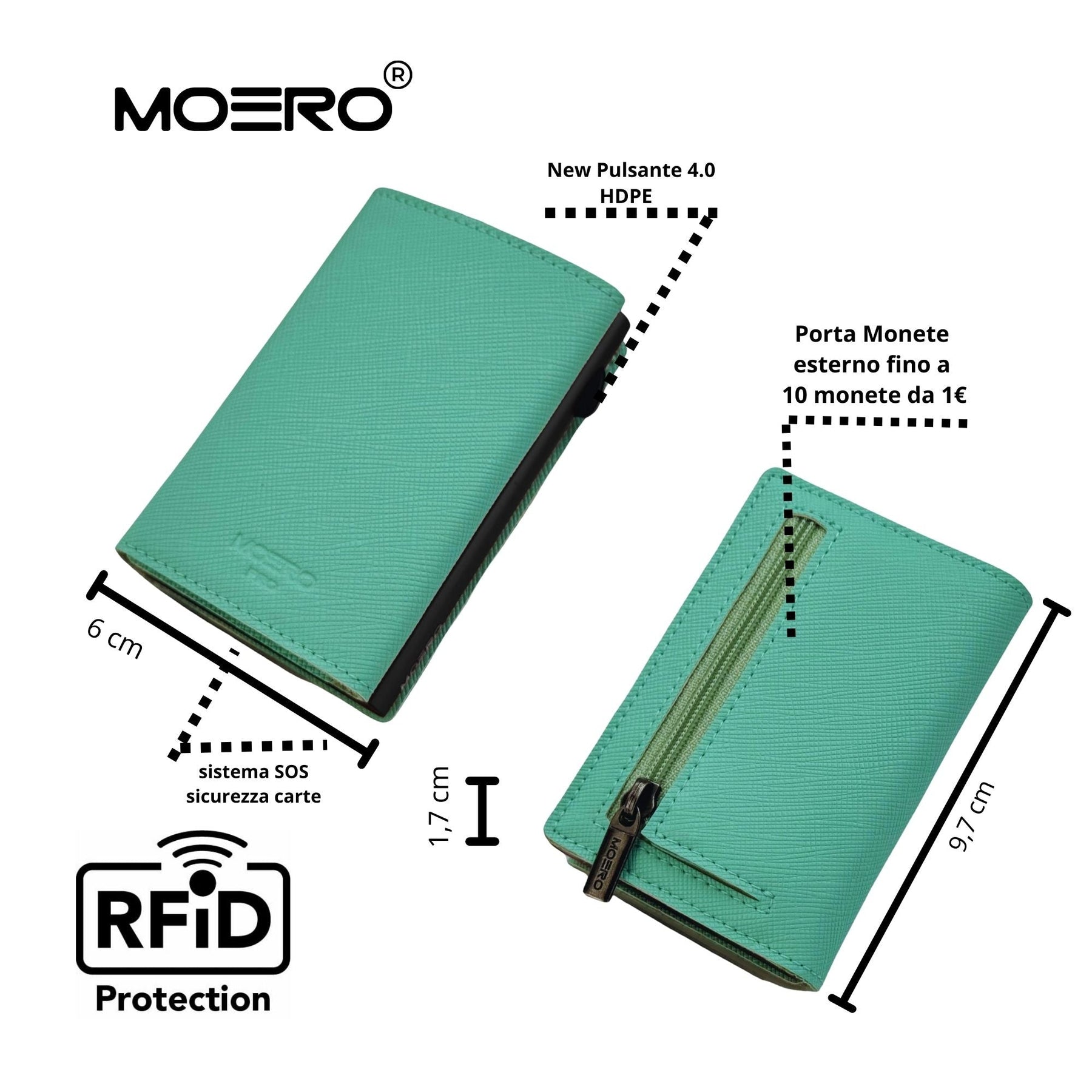 MOERO | PRO ZIP SAFFIANO AQUAMARINE - Portafoglio