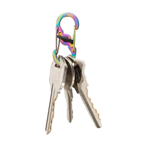 Nite Ize Bigfoot Locker Keyrack Stainless Steel moschettone portachiavi a forma di impronta con cinque piccoli S-Biner MicroLock con blocco, chiusura di sicurezza a scorrimento centrale per organizzazione chiavi e attrezzatura EDC