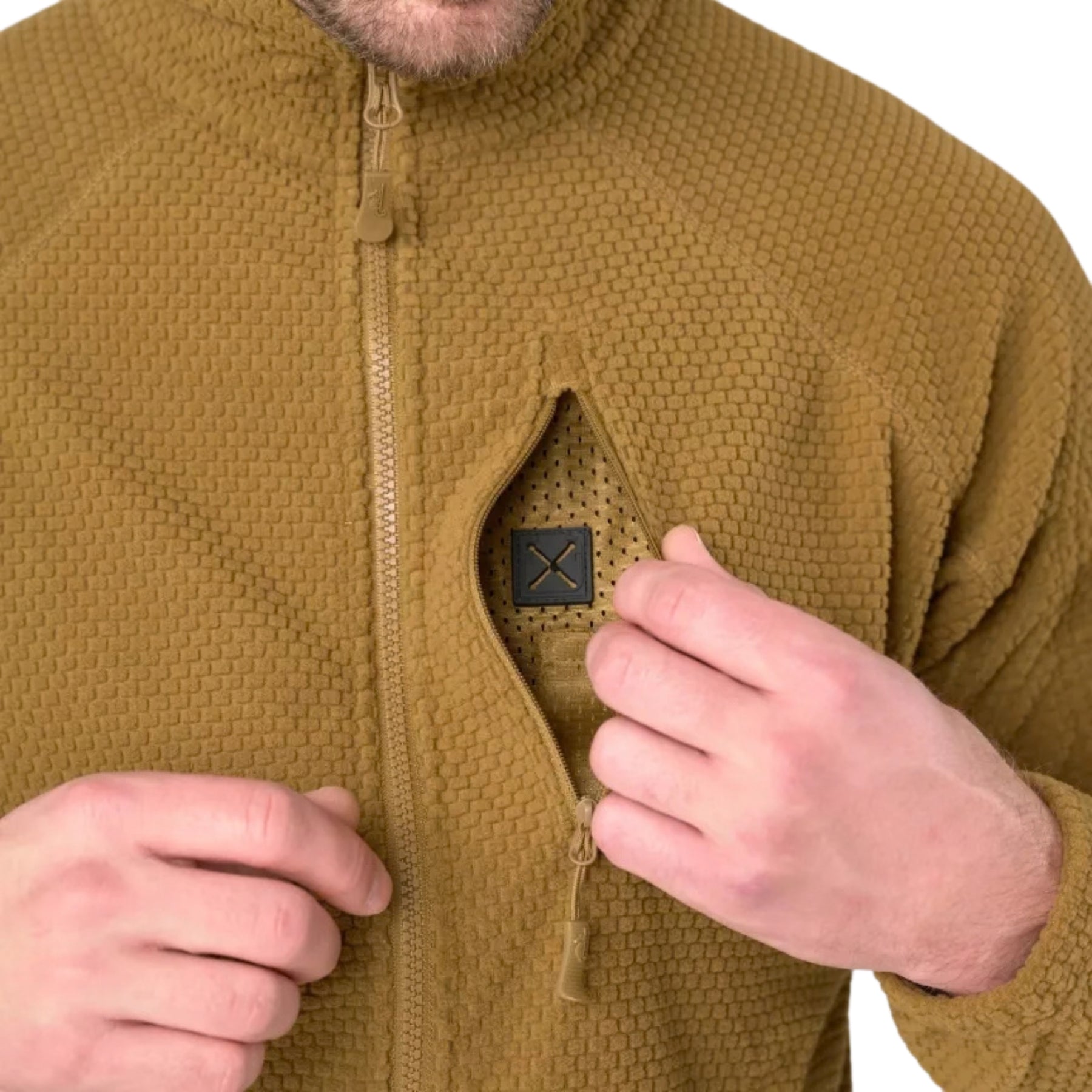 Helikon-Tex Alpha Tactical Jacket giacca tattica in pile leggero Grid Fleece con collo alto, zip intera YKK, tasche pettorali e pannelli a strappo sulle maniche per outdoor e softair
