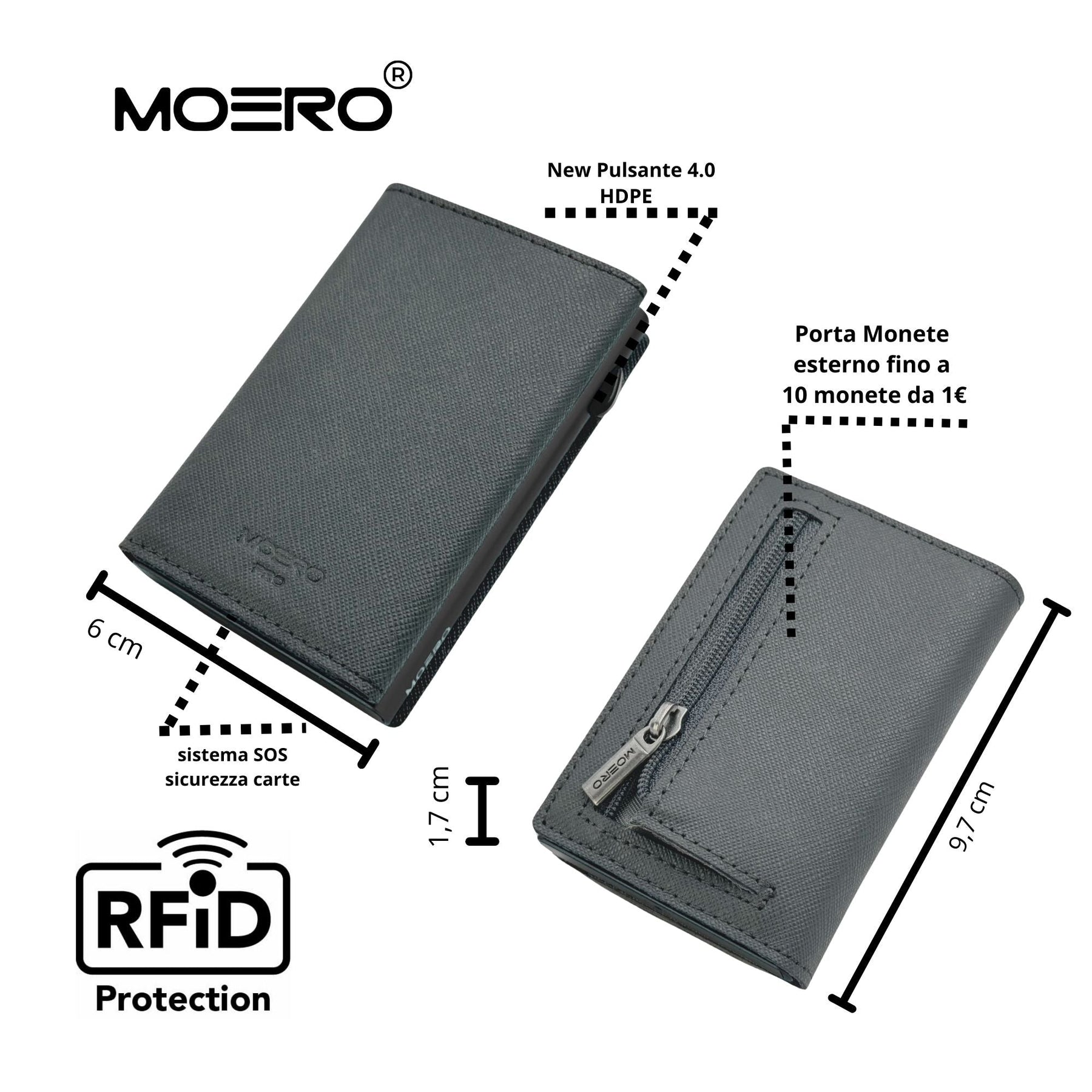 MOERO | PRO ZIP SAFFIANO GREY - Portafoglio