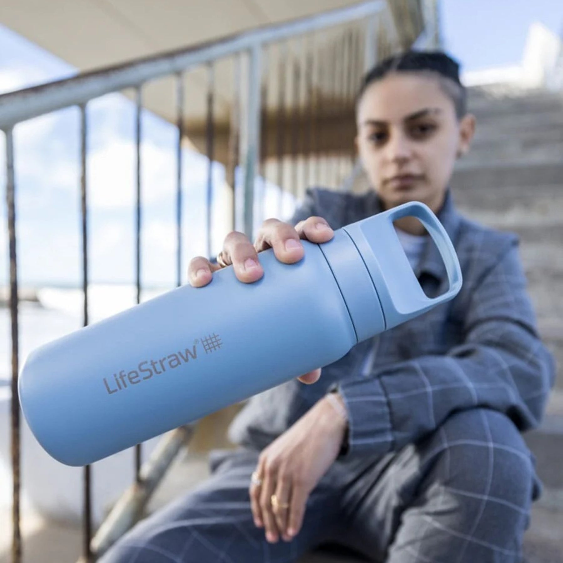 LIFESTRAW | GO SERIES STAINLESS STEEL - Borraccia filtrante isolata - BackPacco - BP-LIFESTRAW-LGV425BKWW