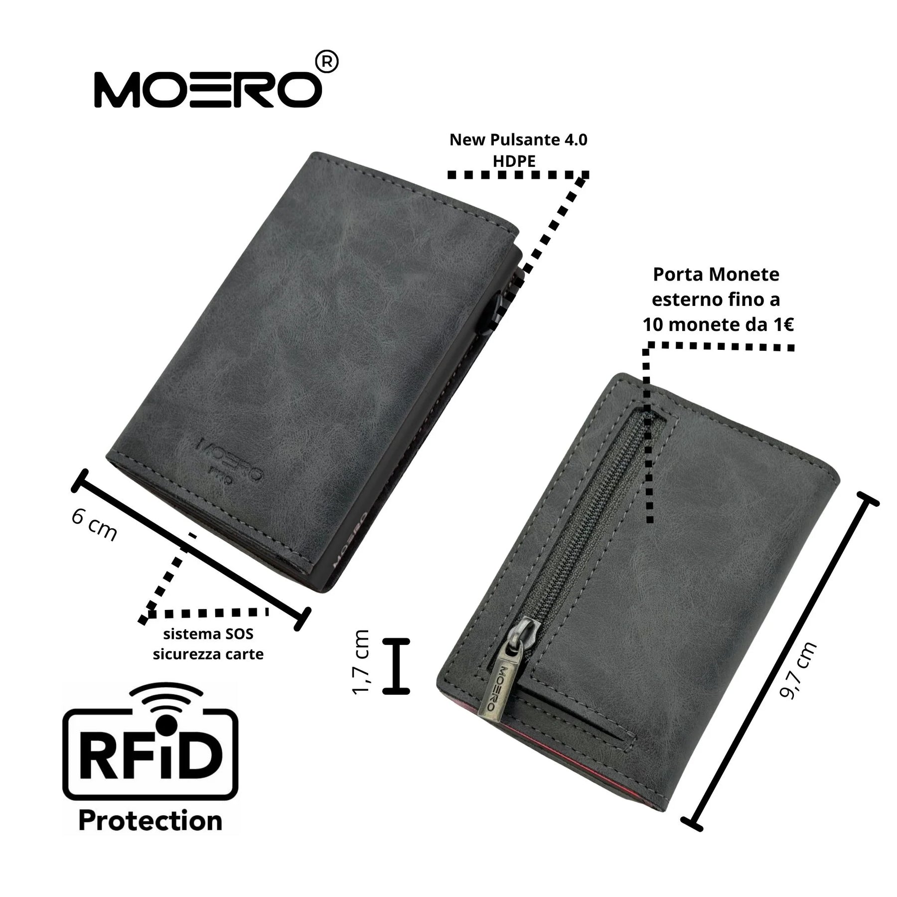 MOERO | PRO ZIP VINTAGE GREY - GREY - Portafoglio