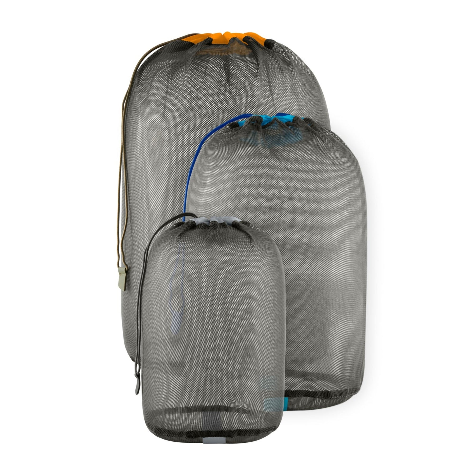 Sea to Summit Mesh Stuff Sack Set di tre sacche portatutto ultraleggere in rete traspirante con chiusura a cordoncino e presa sul fondo per organizzazione attrezzatura da campeggio outdoor e trekking