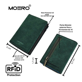 MOERO | PRO ZIP ALCANTARA GREEN - Portafoglio