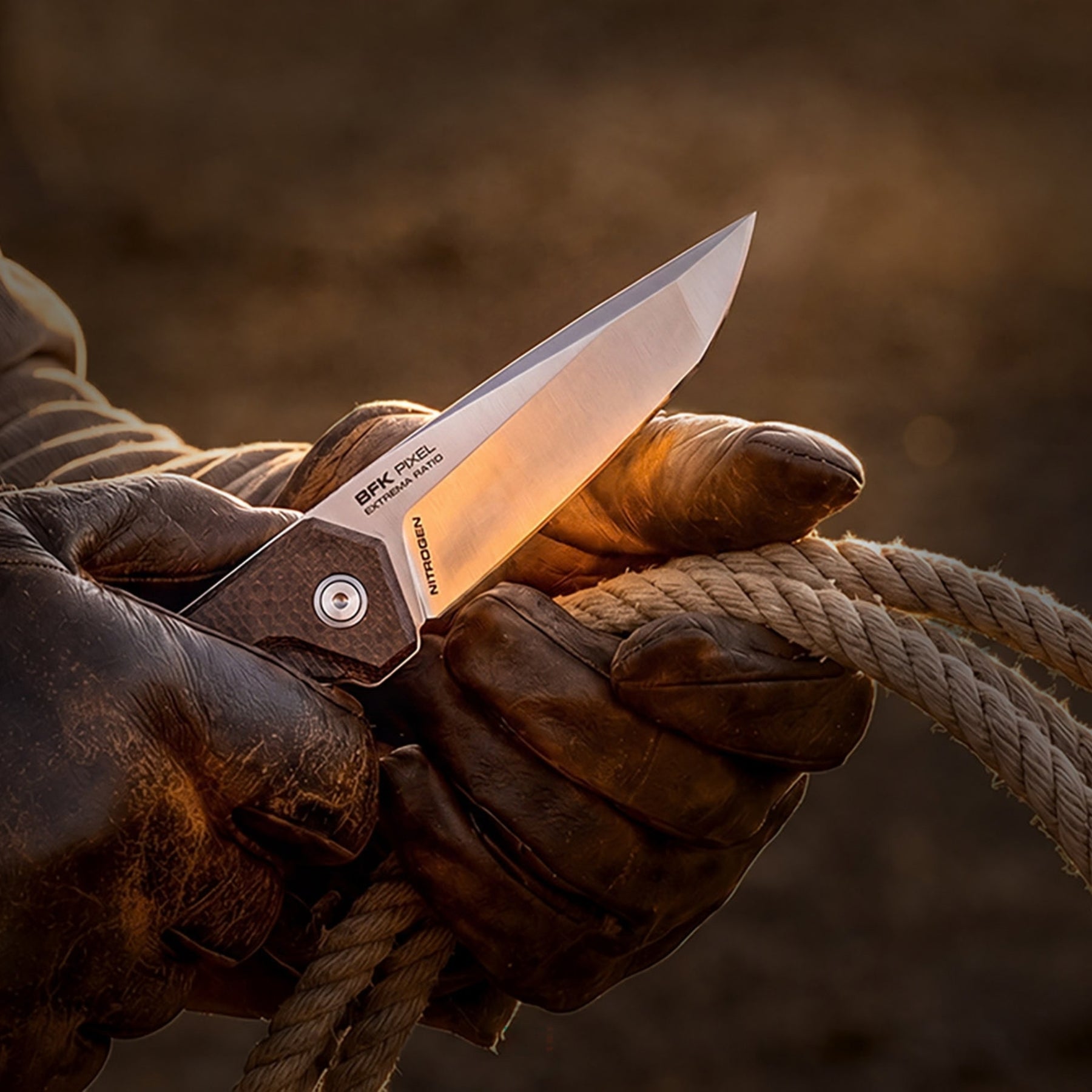 Extrema Ratio BFK Pixel coltello a lama fissa compatto con profilo tanto modificato,  impugnatura ergonomica scanalata e passante per cordino ideale per everyday carry tattico
