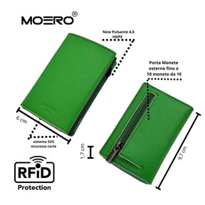 MOERO | PRO ZIP SAFFIANO EMERALD GREEN - Portafoglio