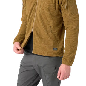 Helikon-Tex Alpha Tactical Jacket giacca tattica in pile leggero Grid Fleece con collo alto, zip intera YKK, tasche pettorali e pannelli a strappo sulle maniche per outdoor e softair