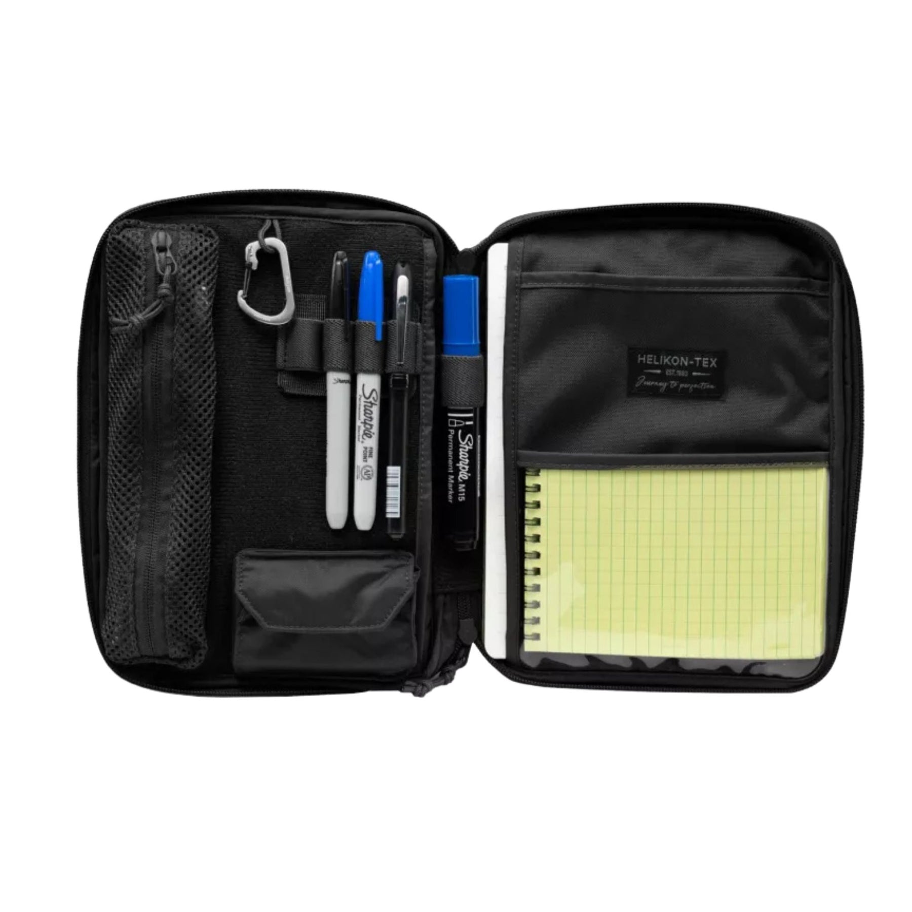 Helikon-Tex A5 Notebook Cover pouch EDC in Cordura con ampio pannello frontale in velcro e logo del brand, chiusura a cerniera superiore e tiretti in paracord. Organizer tattico portadocumenti e per accessori.
