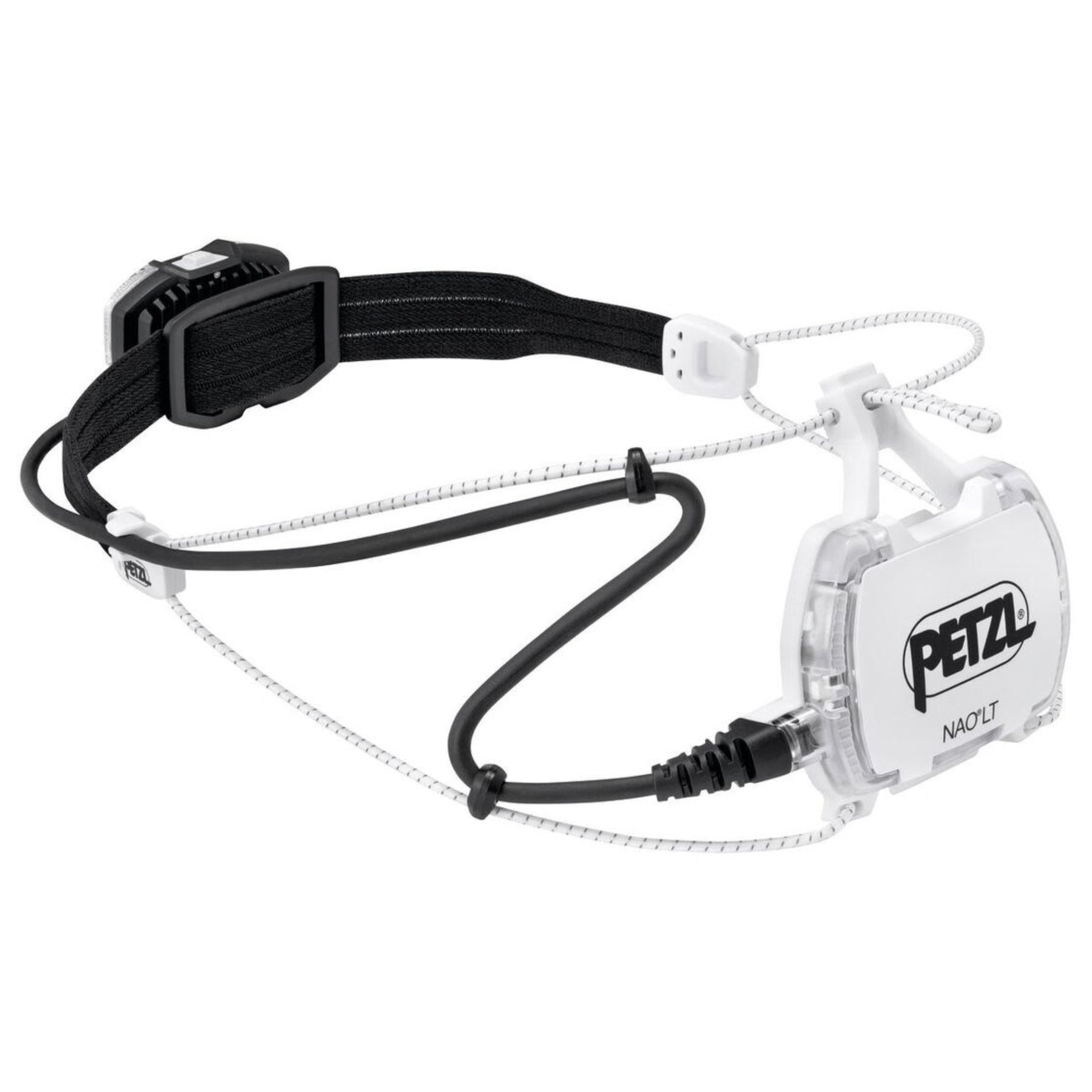 Petzl NAO LT torcia frontale ricaricabile da 600 lumen, fascia ergonomica, luce posteriore rossa e pacco batteria posteriore USB, progettata per trail running, alpinismo e ultra-running.