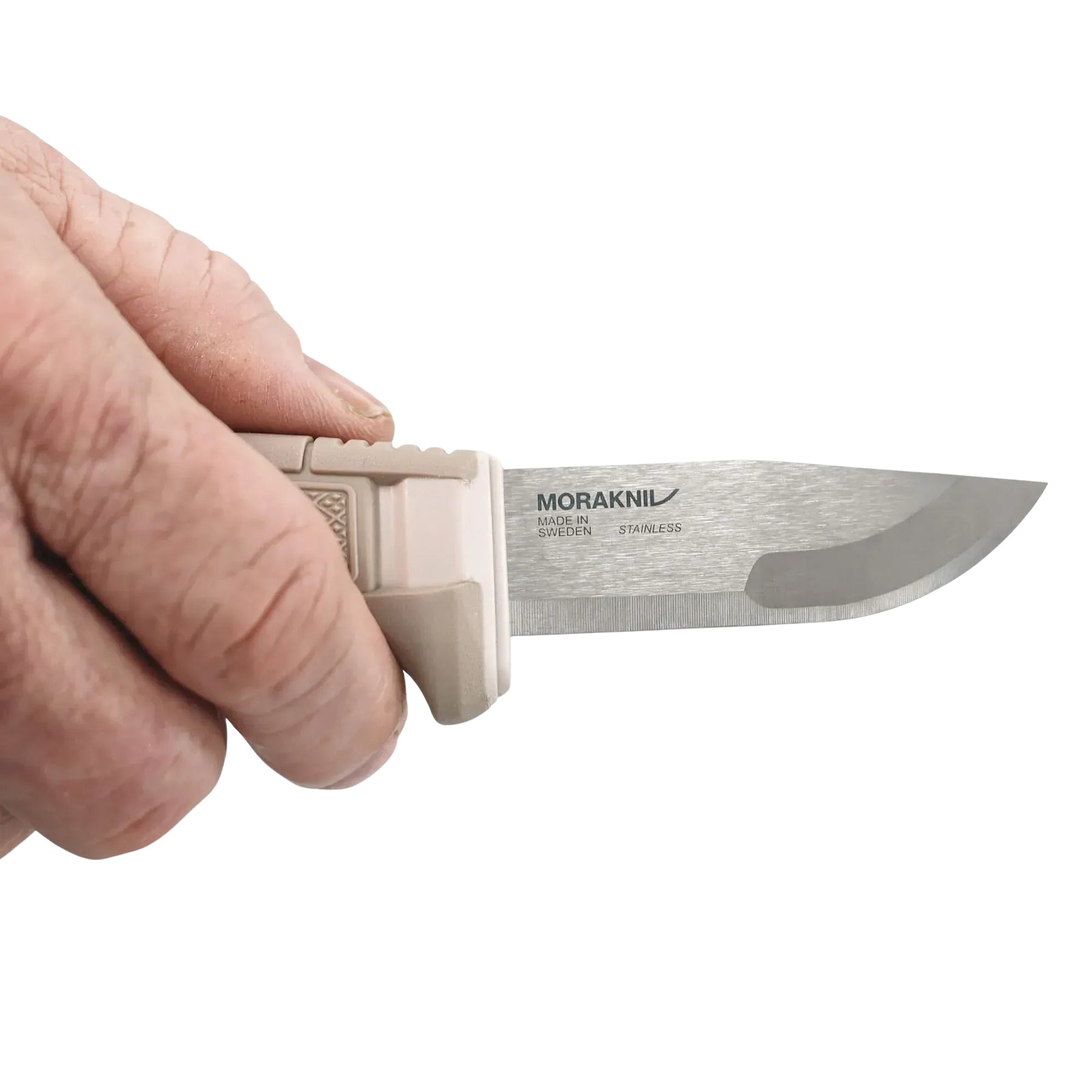 Morakniv Amberg Compact coltello a lama fissa compatto con profilo Scandi combinato, impugnatura ergonomica testurizzata ad alto grip con guardia salvadita e foro per cordino, ideale per outdoor, bushcraft ed escursionismo.