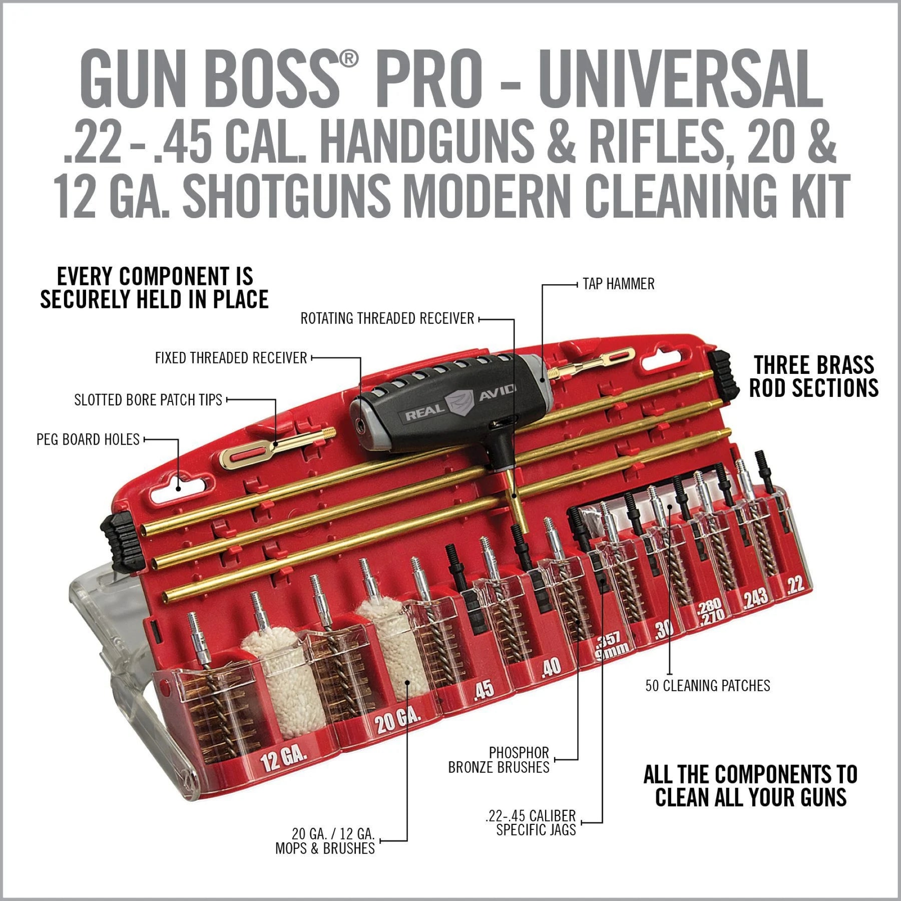 REAL AVID | GUN BOSS PRO UNIVERSAL CLEANING KIT - Kit di pulizia