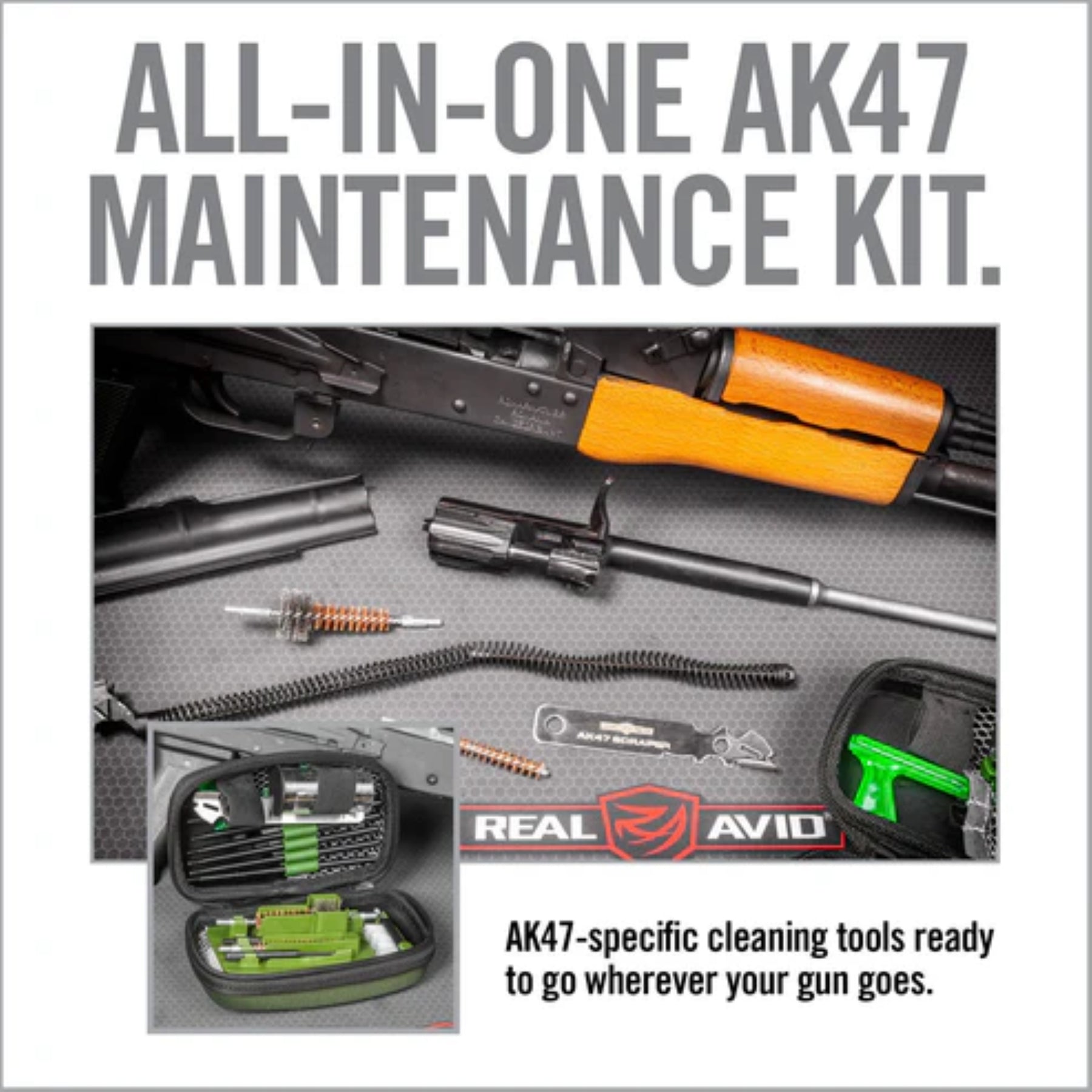 REAL AVID | GUN BOSS AK47 CLEANING KIT - Kit di pulizia da campo per AK-47