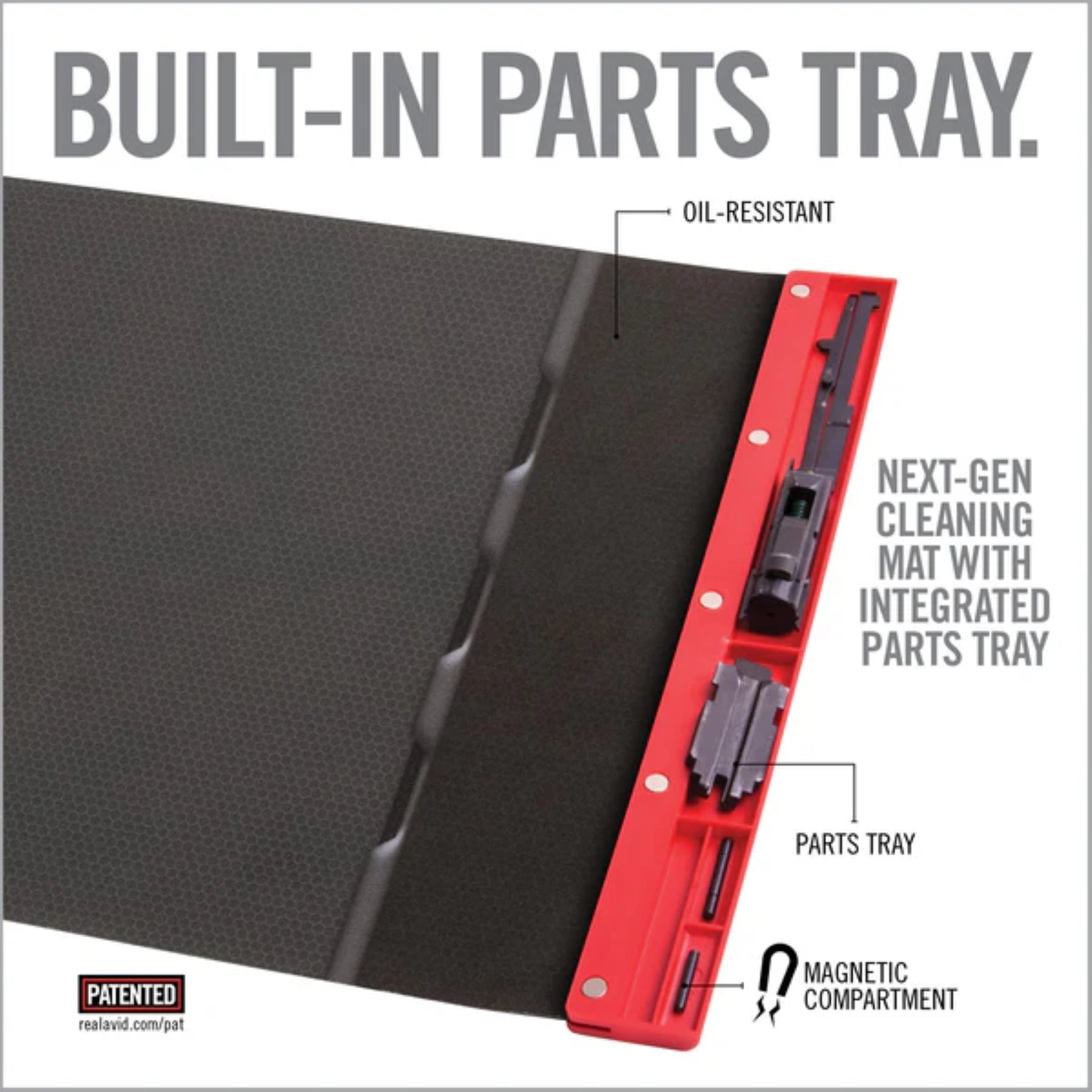 Tappetino per manutenzione armi Real Avid Smart Mat Universal, superficie in gomma antiscivolo con scomparti magnetici per minuteria