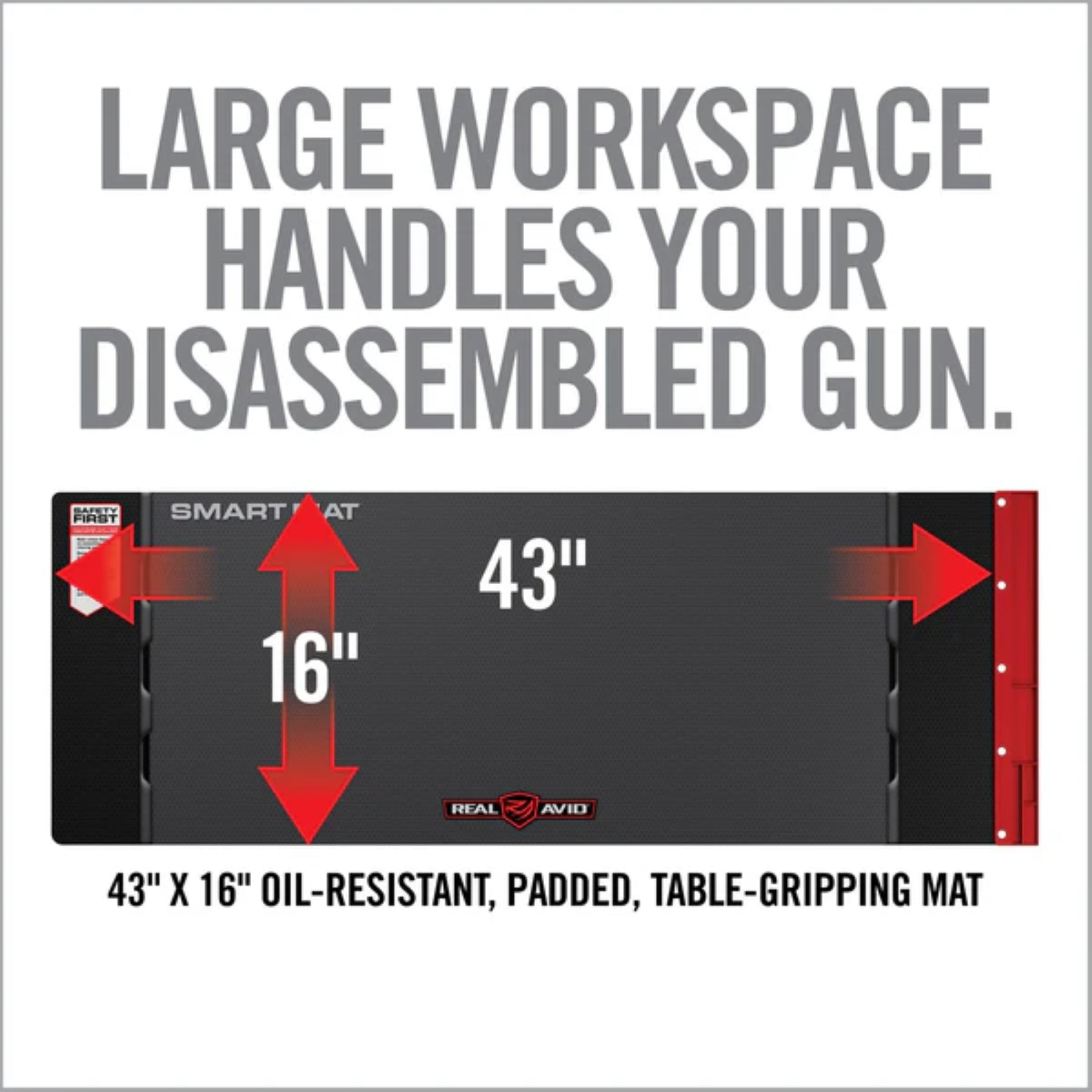 Tappetino per manutenzione armi Real Avid Smart Mat Universal, superficie in gomma antiscivolo con scomparti magnetici per minuteria