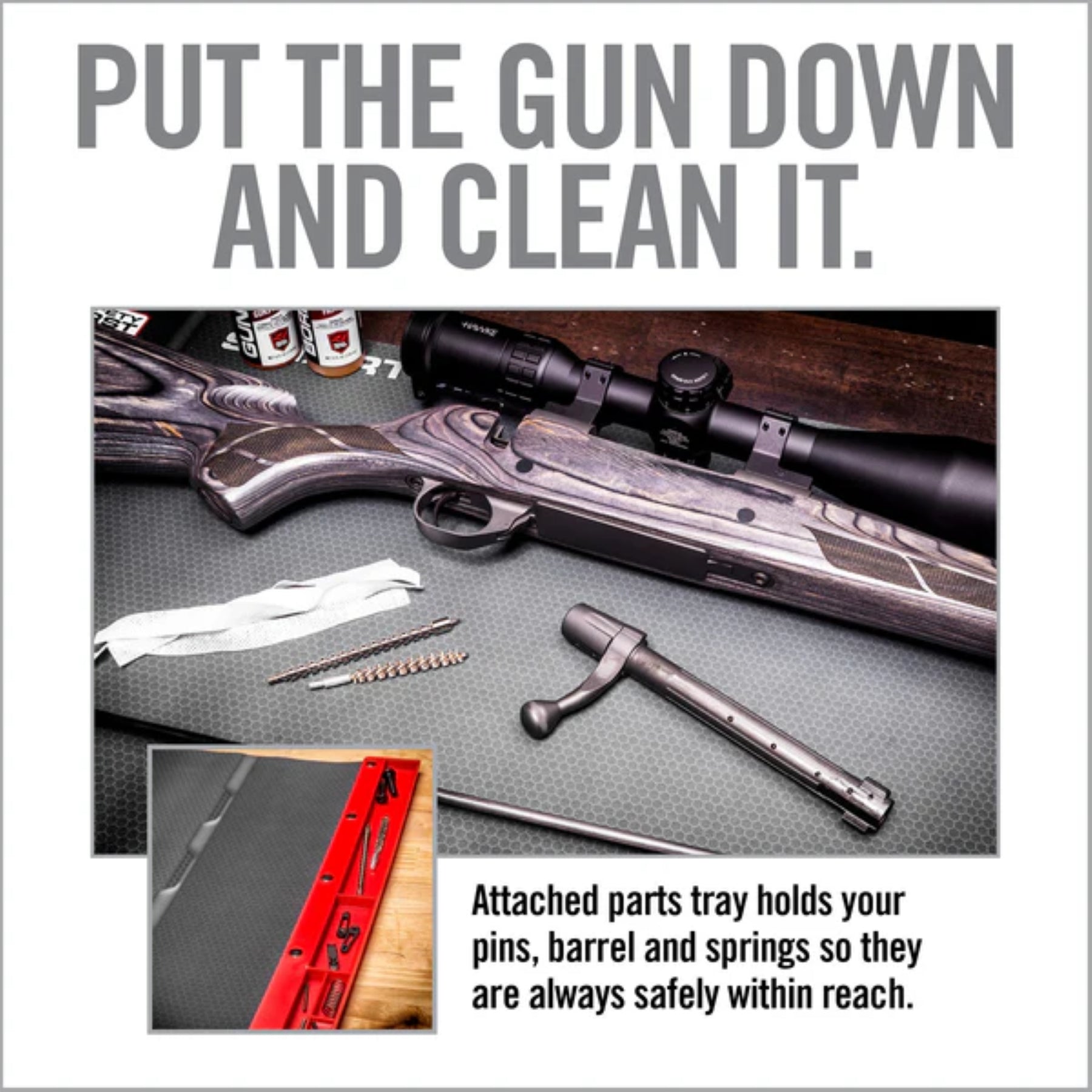 Tappetino per manutenzione armi Real Avid Smart Mat Universal, superficie in gomma antiscivolo con scomparti magnetici per minuteria