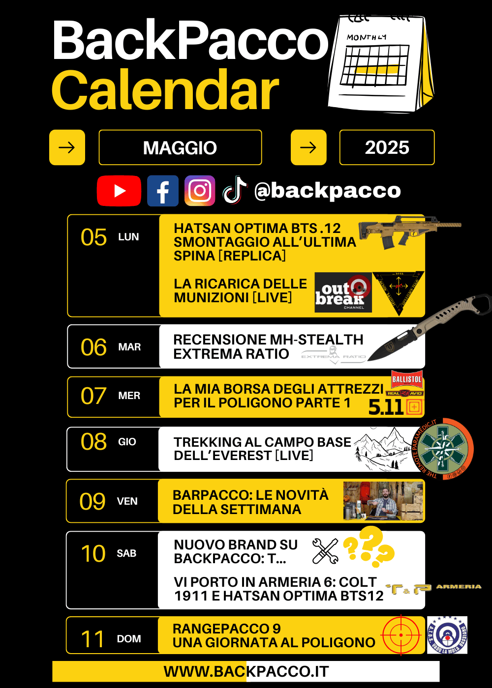IL PROGRAMMA SETTIMANALE DI BACKPACCO CON TUTTE LE LIVE, I VIDEO, I NUOVI BRAND E LE NOVITà