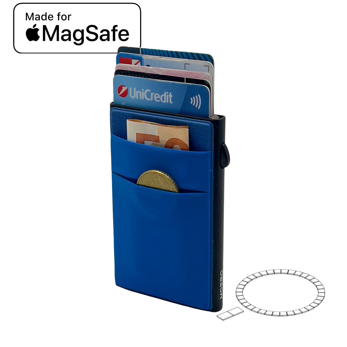 MOERO | MAG 2 BLUE - Portafoglio MagSafe