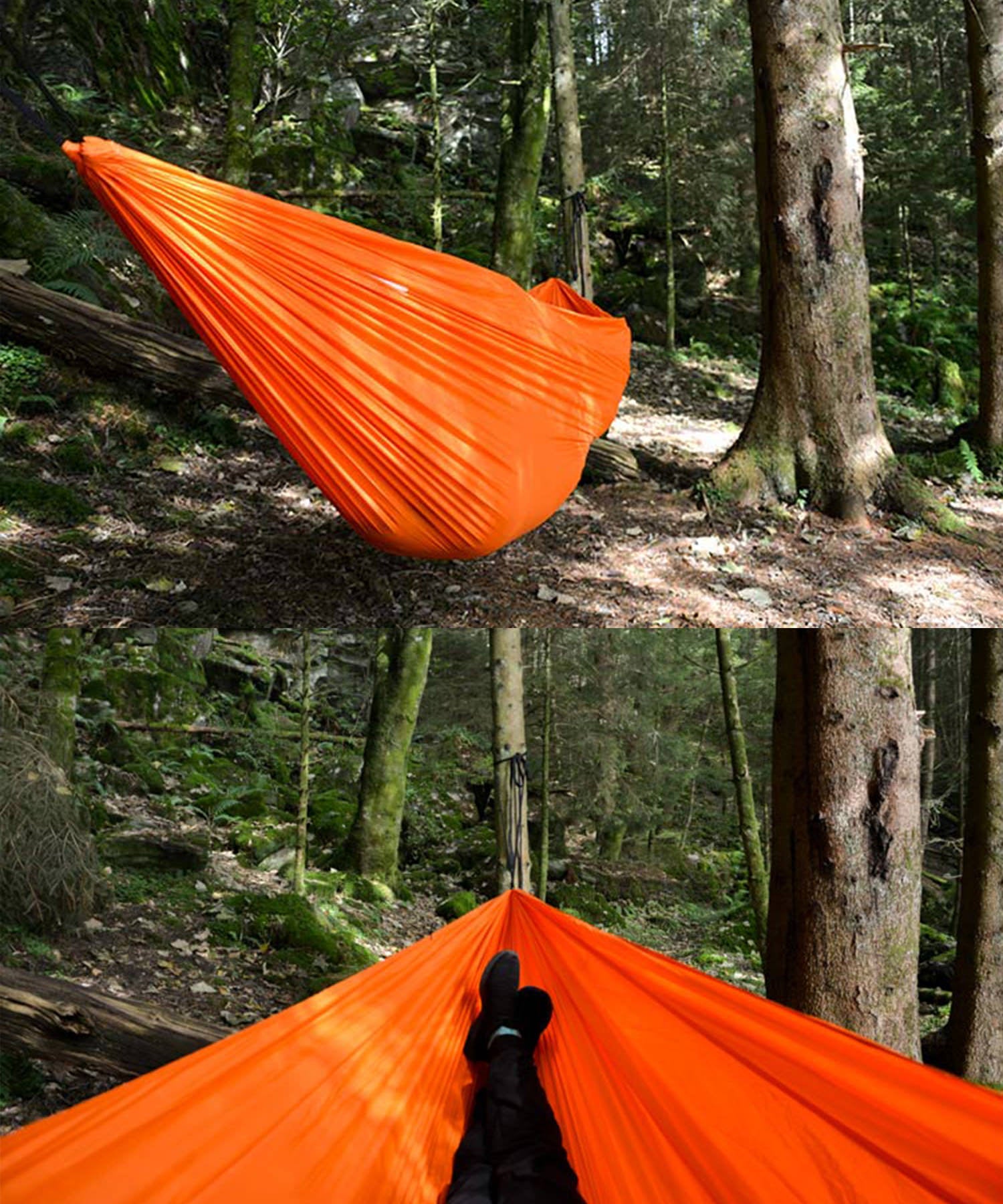 DD Chill Out Hammock arancione in pieno relax nel bosco