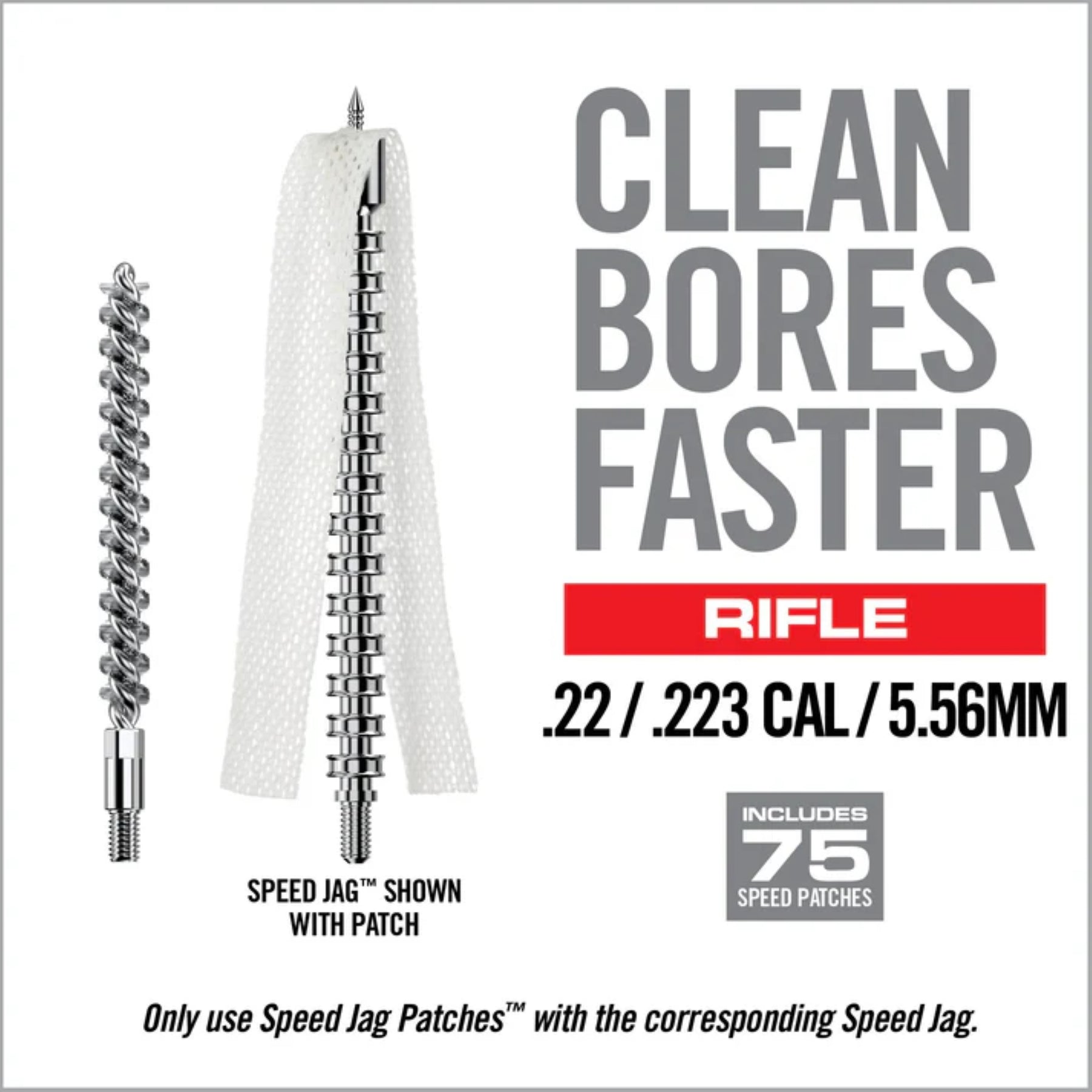 REAL AVID | BORE-MAX SPEED CLEAN SYSTEM .22 / .223 CAL / 5.56 MM -  Set scovolino e Jag .22 / .223 Cal / 5.56 mm