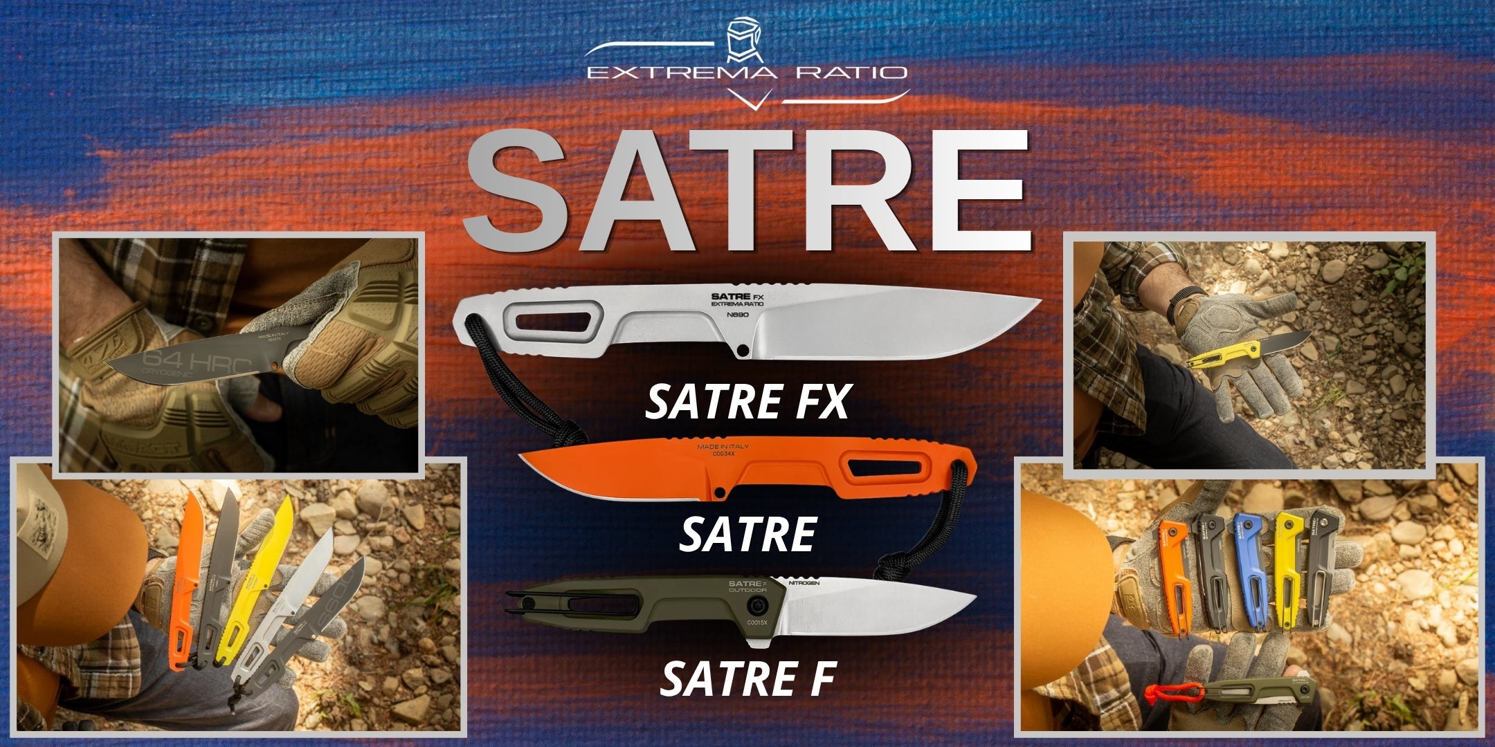 Extrema Ratio Satre Series I coltelli tattici compatti ideati con Daniele Dal Canto, disponibili nelle versioni a lama fissa Satre e Satre FX e nel modello chiudibile Satre F. Strumenti EDC e survival d'eccellenza in vari acciai e colorazioni ad alta visibilità su Backpacco.it.