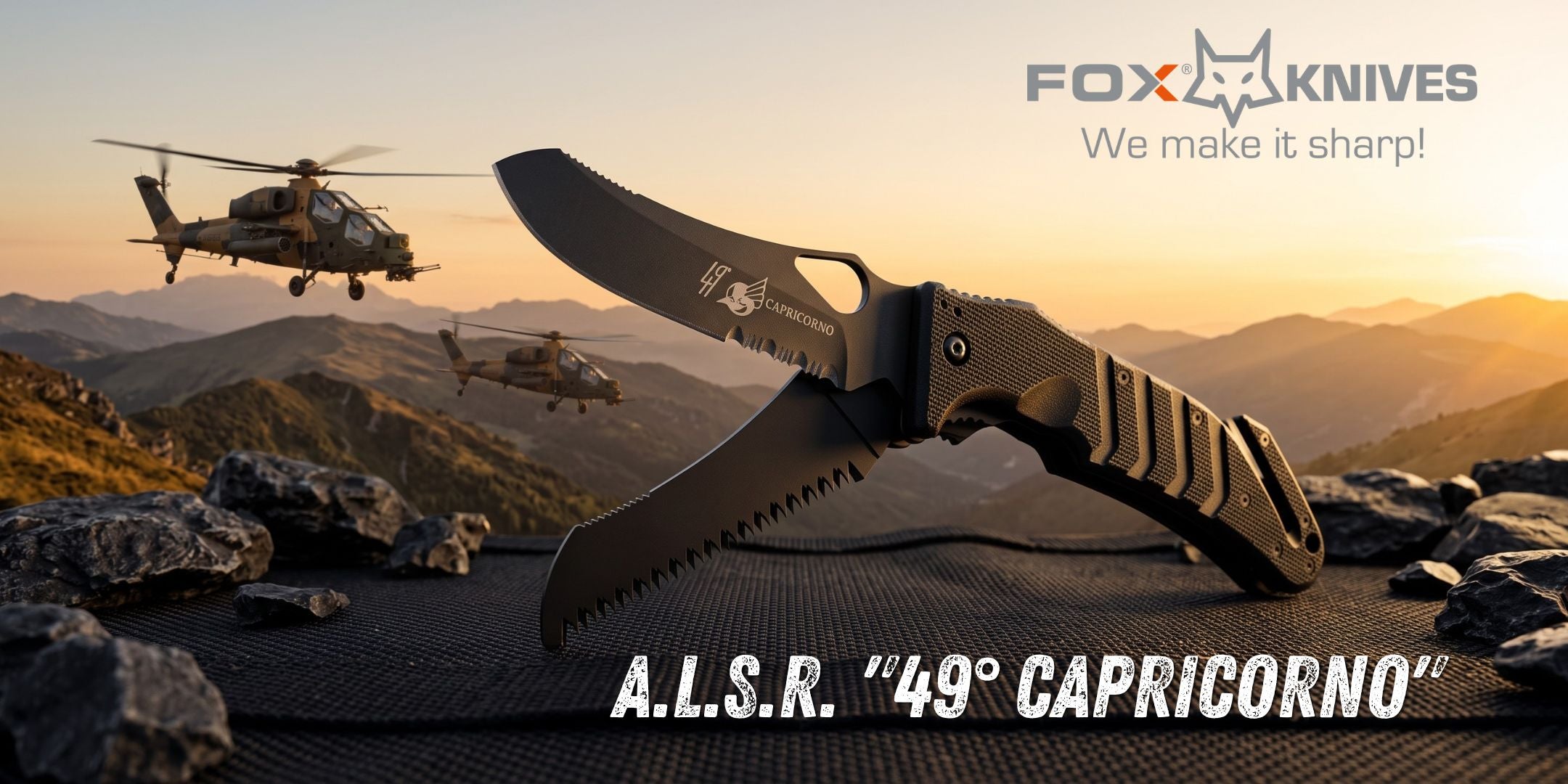 Fox Knives A.L.S.R. 49 Capricorno - coltello chiudibile tattico a doppia lama con sega