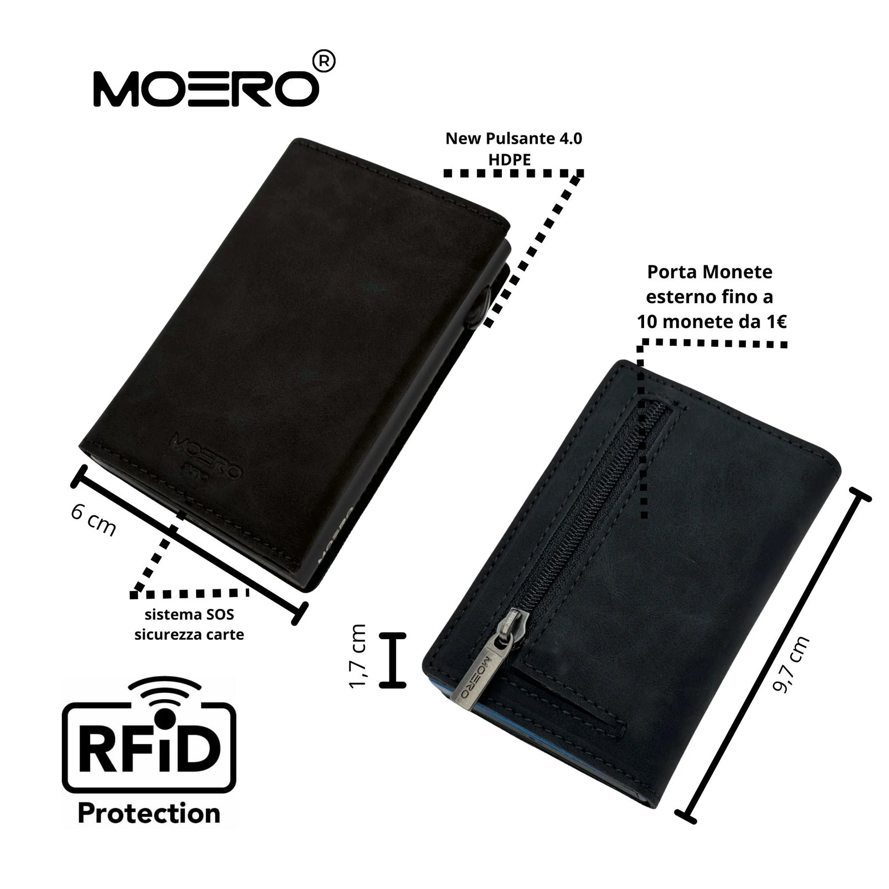 MOERO | PRO ZIP VINTAGE BLACK - Portafoglio