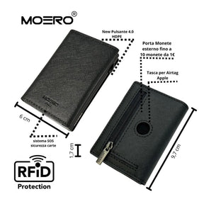 MOERO | PRO ZIP AIRTAG SAFFIANO BLACK - Portafoglio con scomparto AirTag