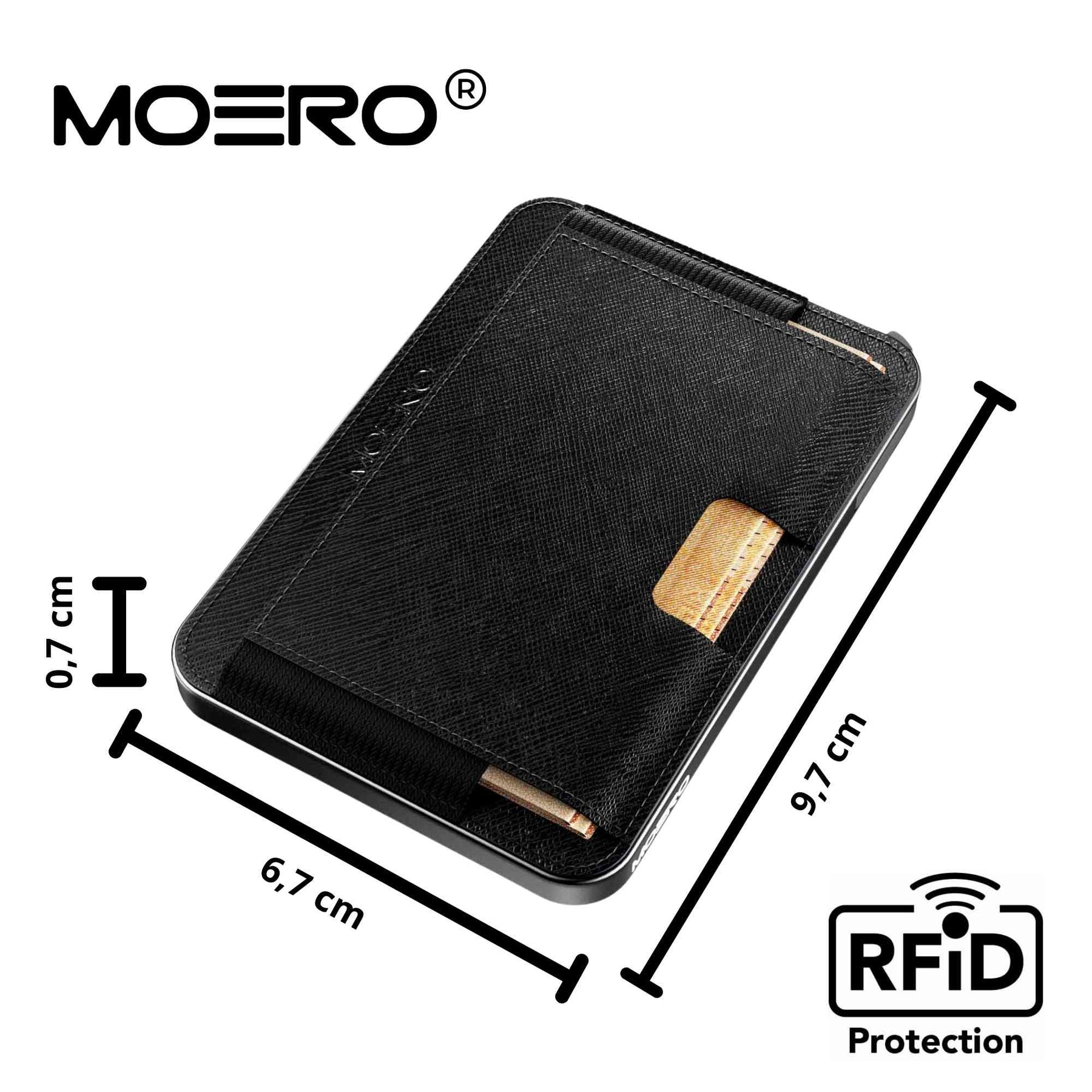 MOERO | M2 PRO SAFFIANO BLACK - Portafoglio MagSafe