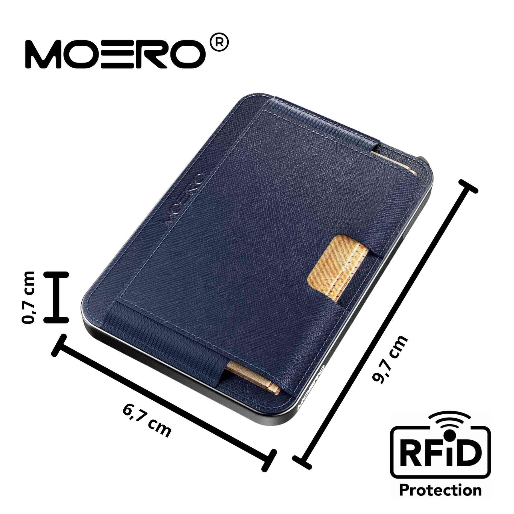 MOERO | M2 PRO SAFFIANO BLUE - Portafoglio MagSafe