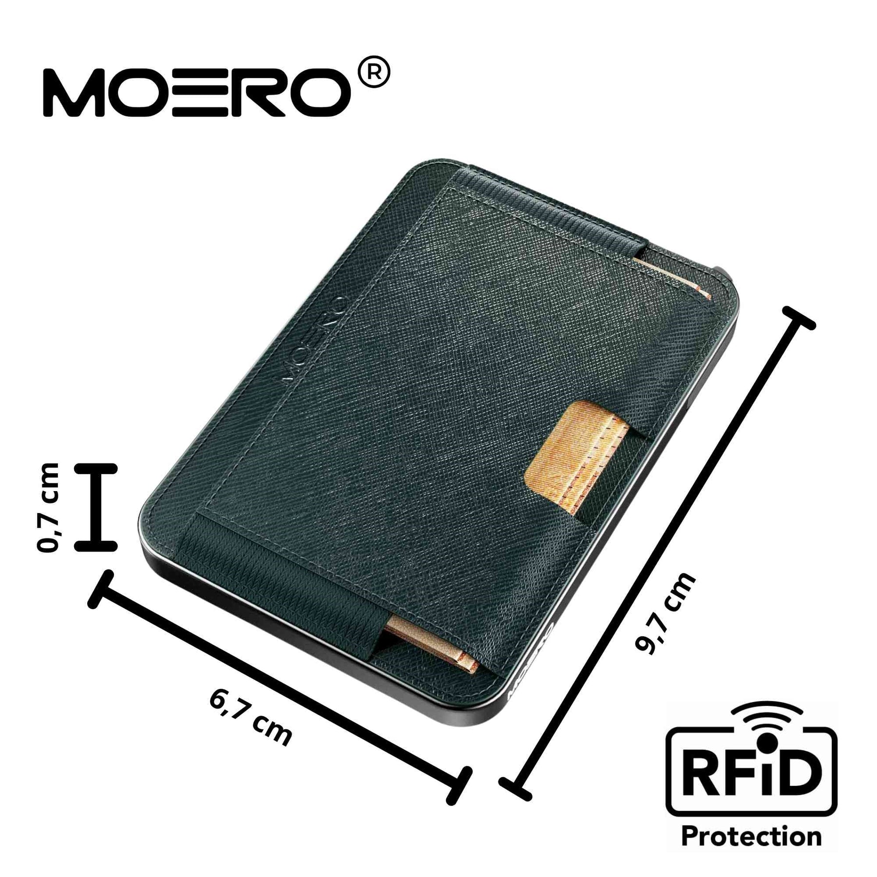 MOERO | M2 PRO SAFFIANO GREEN - Portafoglio MagSafe