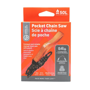 SOL Pocket Chain Saw, sega a catena tascabile da campeggio e survival, con custodia e manici arancioni, attrezzo leggero e portatile per tagliare legna, su backpacco.it