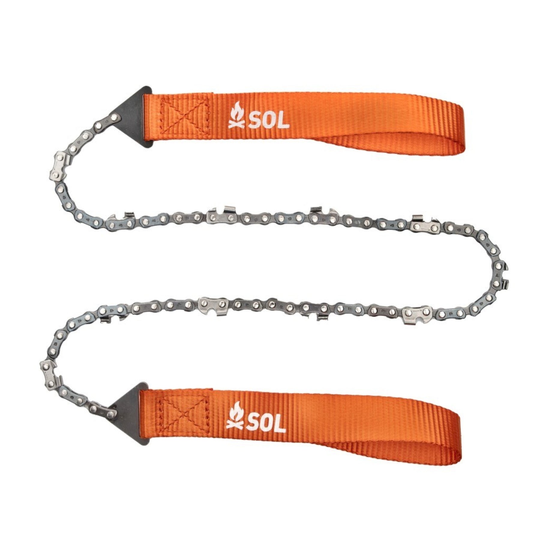 SOL Pocket Chain Saw, sega a catena tascabile da campeggio e survival, con custodia e manici arancioni, attrezzo leggero e portatile per tagliare legna, su backpacco.it