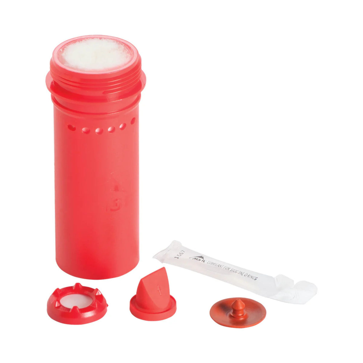 MSR TrailShot / Trail Base Filter Cartridge & Maintenance Kit con cartuccia filtrante di ricambio, lubrificante per o-ring e componenti per la manutenzione dei sistemi di filtrazione acqua TrailShot e Trail Base.